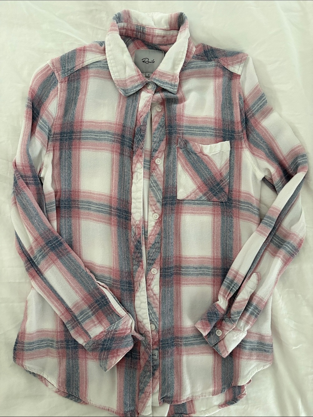 Rails Hunter plaid button-down shirt white/ pink Peony colorway Size Small - Picture 6 of 13